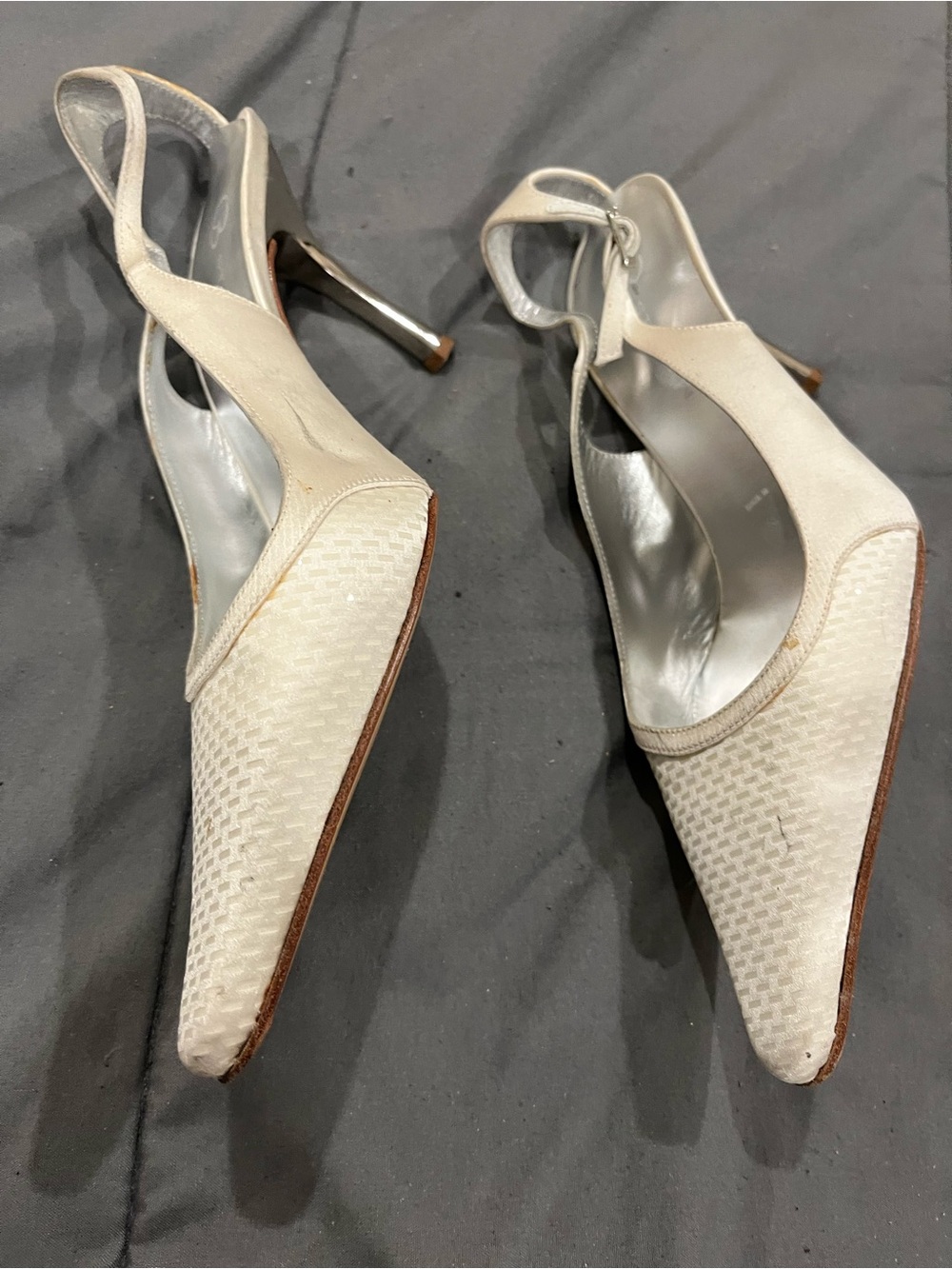 St. John Ivory Slingback Pointed-Toe Stiletto Heels